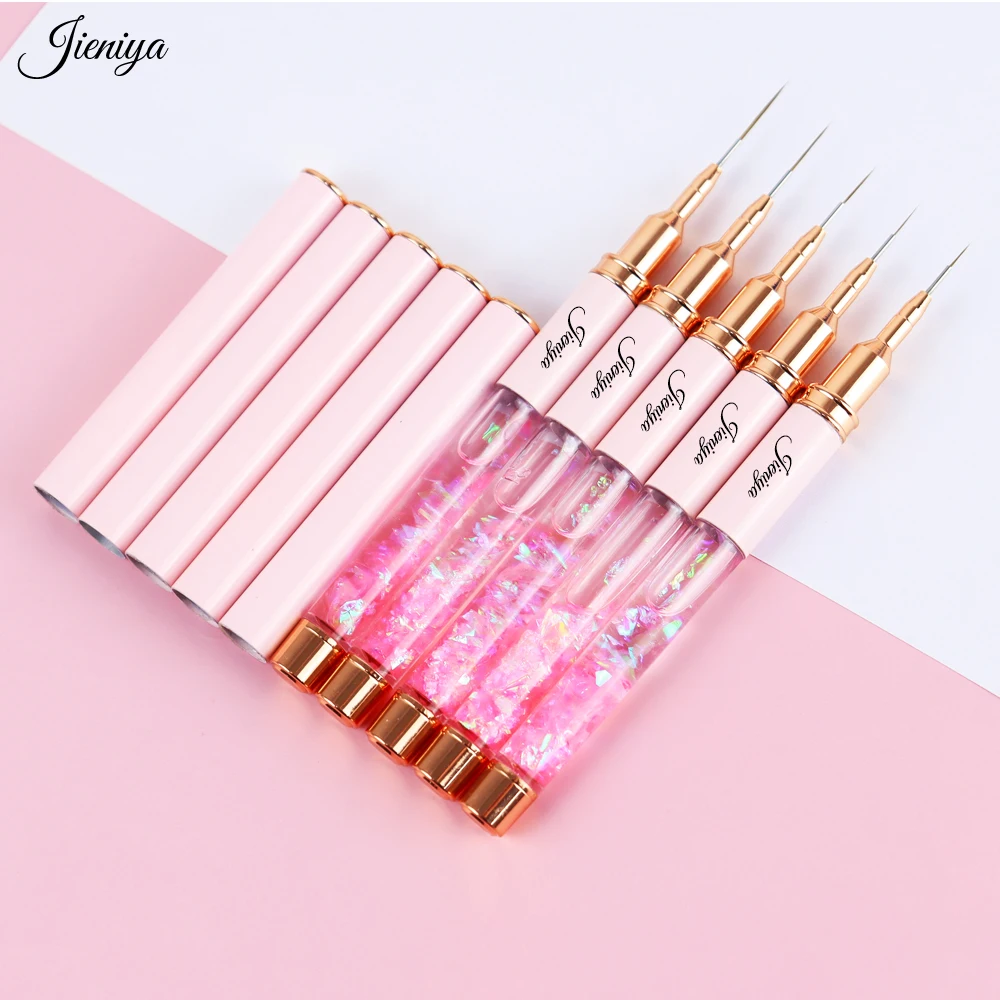 Liquid Pink handle Manicure Tool Wholesale Painting Drawing Nail Liner Brush Painting Flower Pen Striping brush Nail Art Brush