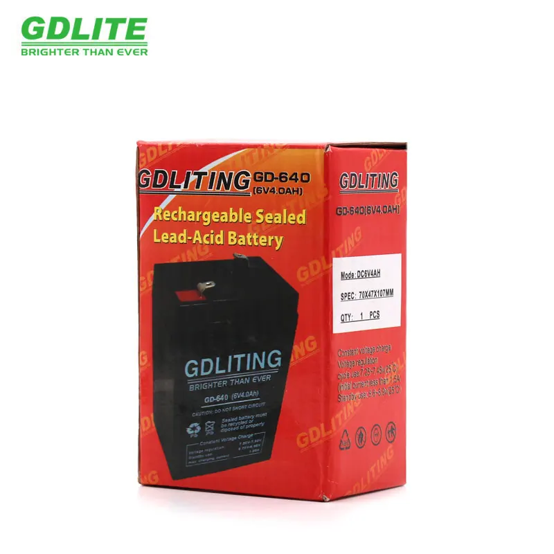 GDLITING  rechargeable lead-acid battery 6v4ah solar energy storage battery GD640
