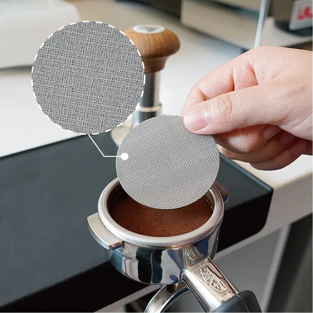 51/53.5/58.5mm 1.0mm 1.7mm 100 150 Micron Reusable 304 316 Stainless Steel Fine Coffee Filter Mesh Espresso Puck Screen