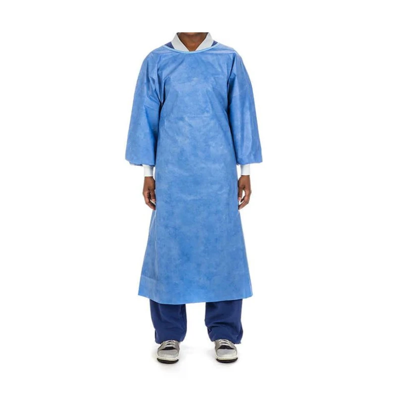 ASTM F739-12 Disposable Doctor Poly-coated SMS Chemotherapy Gown Lab Isolation Gown Level 4 Waterproof Chemo Gown