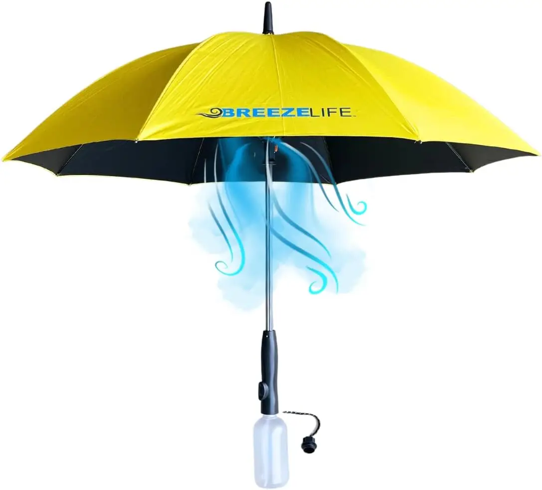Outdoor Mist Cooling Fan Umbrella With Fan And Water Spray Function