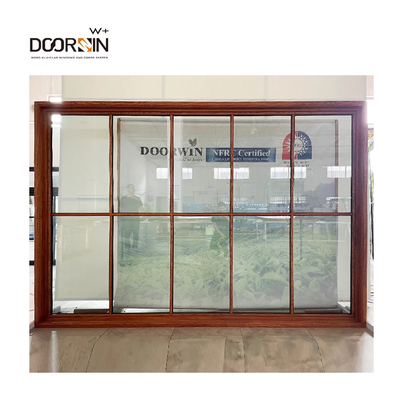 American Style Nfrc Wood Windows For Houses Double Glazed Heat Insulated Grill Design Wooden Glass Fixed Windows