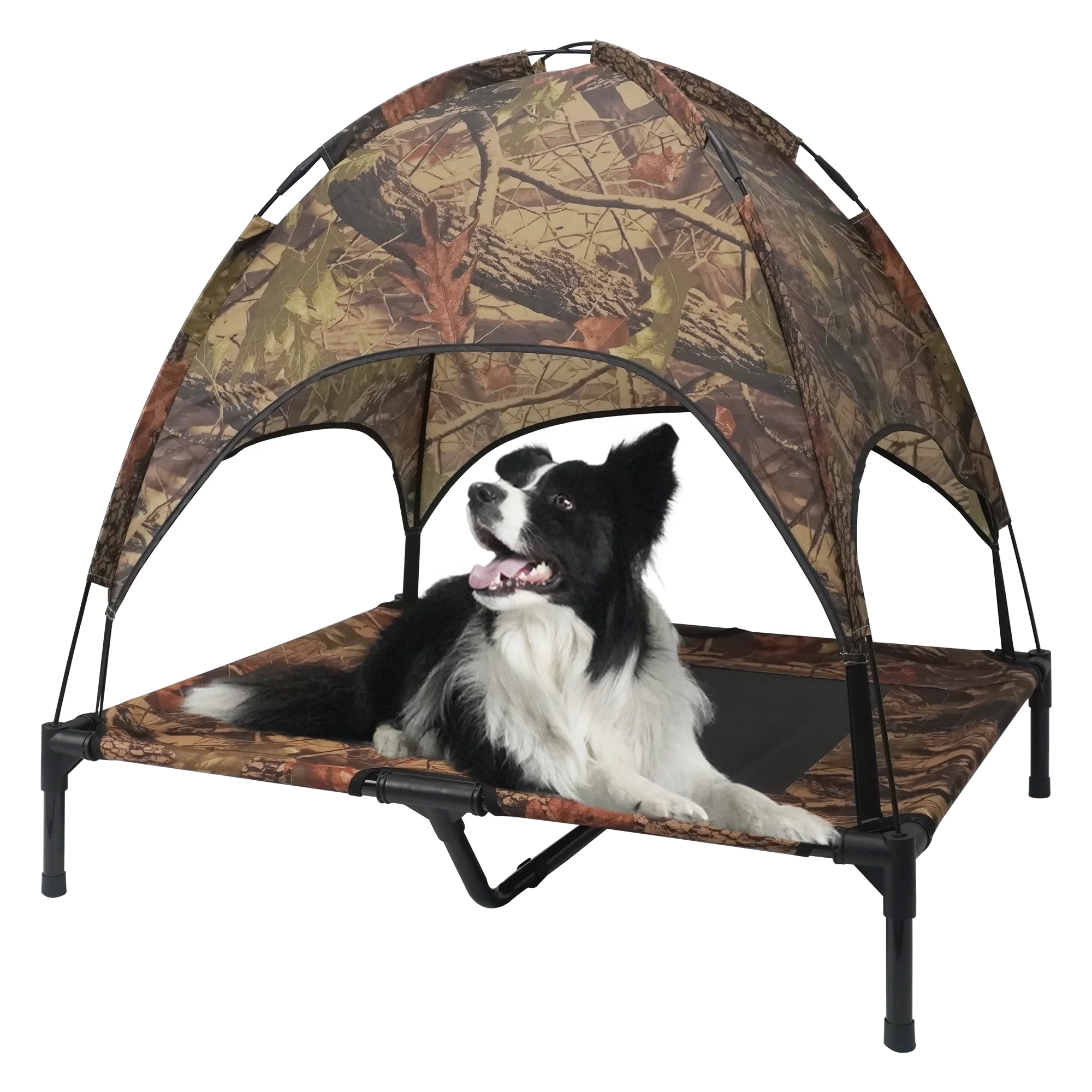 CANBO Folding Travel Camouflage Tent Carrier Pet Large Dog Cat Bed Marching Elevated Dog Bed with Shade