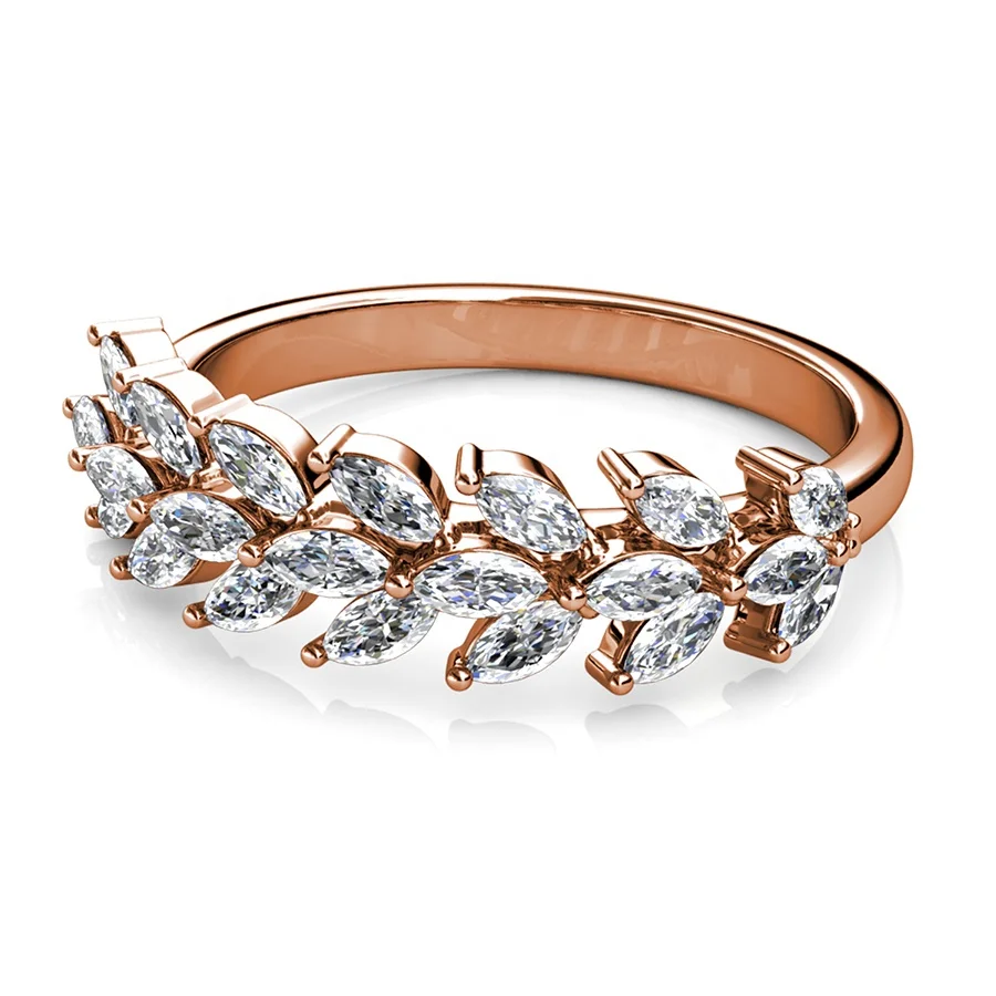  Destiny Jewelry новые роскошные брендовые ювелирные изделия 2021 CZ позолоченные кольца вечности с оливковым листом для женщин