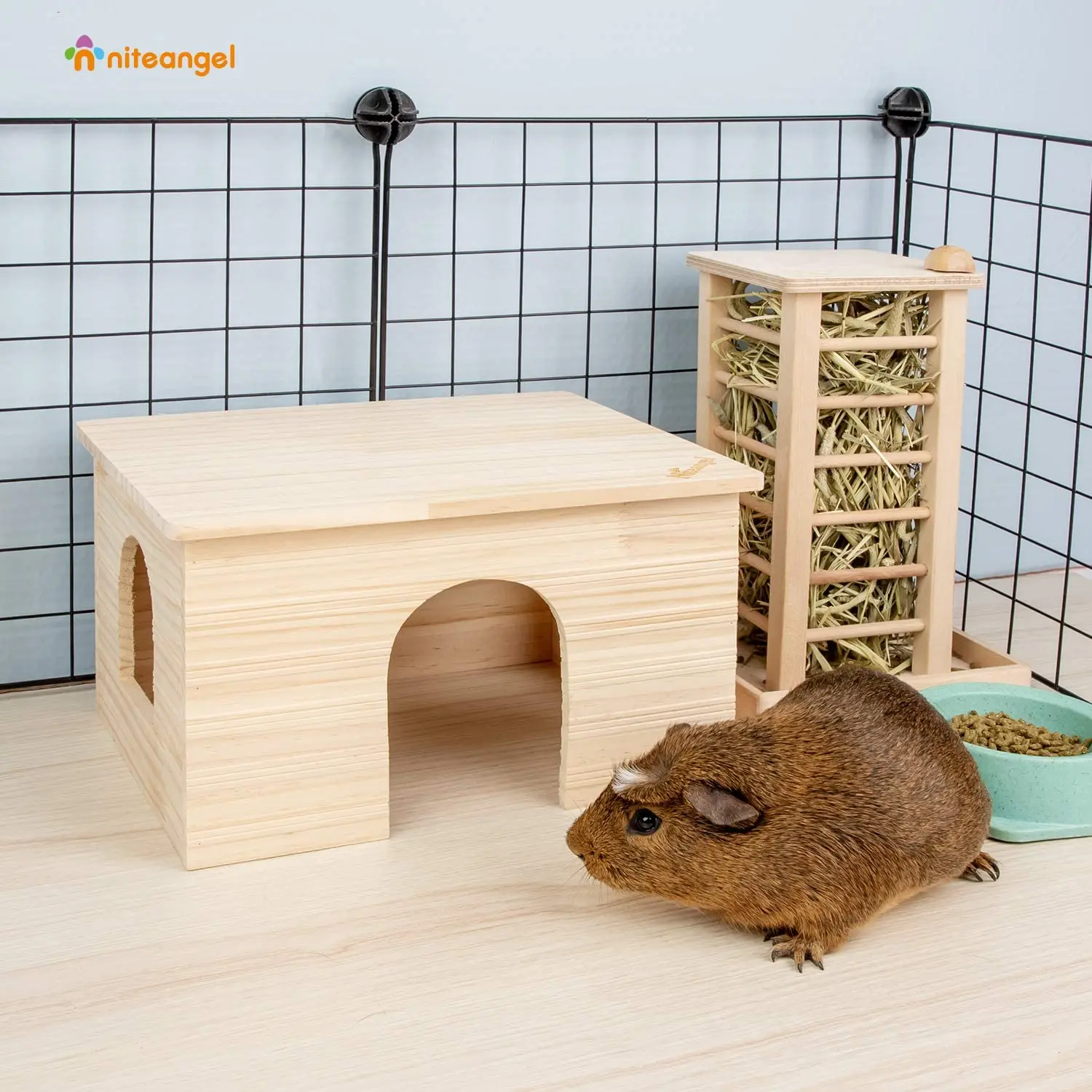 
Custom wooden chinchilla guinea pig hiding place with window pet wooden nest 