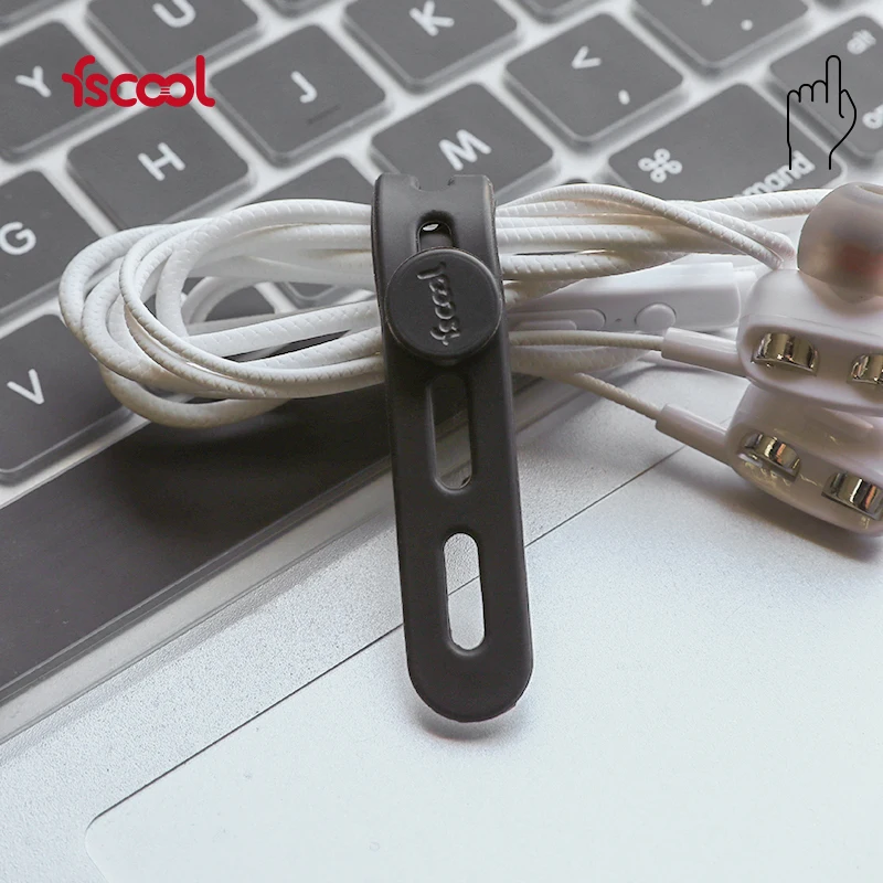 Fscool Hot Selling Adjustable Creative Silicone Straps Custom Universal High Elastic Mini Portable Silicone Magnetic Cable Ties