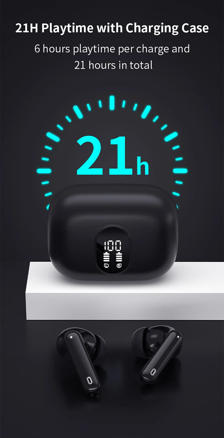 A90 Headphones True Wireless Earbuds active noise cancel LED Power Display Earphones  IPX4 earphone noise cancelling headphone