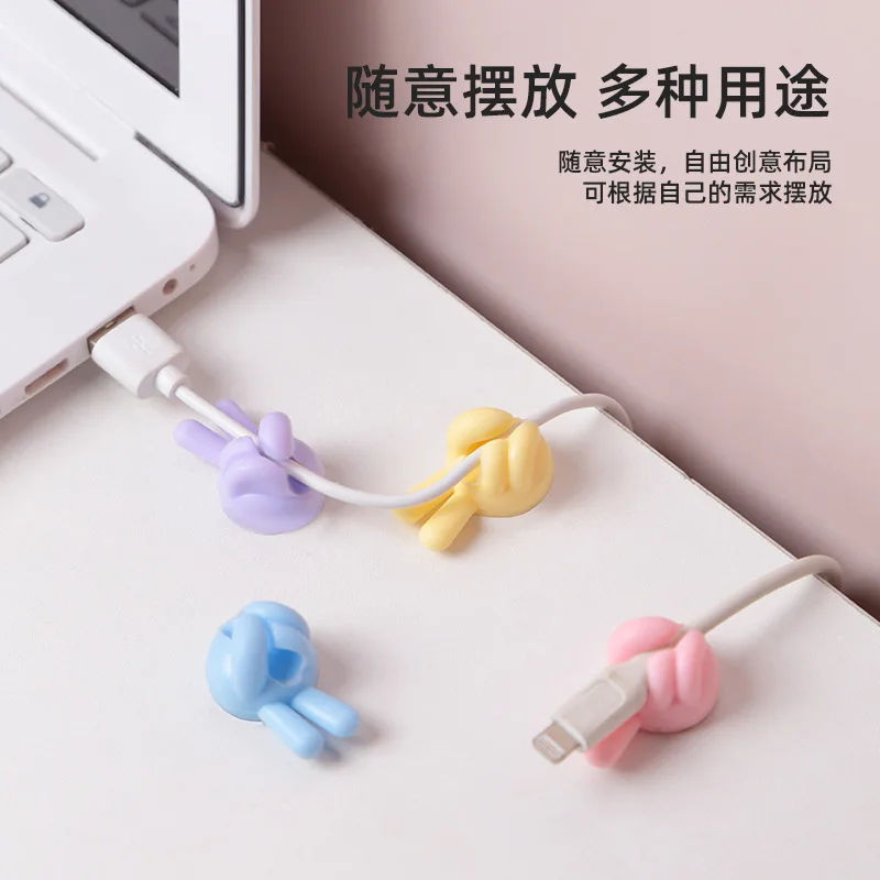 Yeah Thumb Shape Soft Silicone Hooks Headphone Data Cable Key Holder Hooks