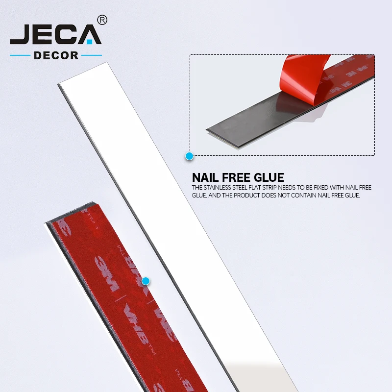 Foshan Professional Manufacturer JECA OEM Flat Trim Strip For Wall Furniture Gold Stainless Steel Mirror