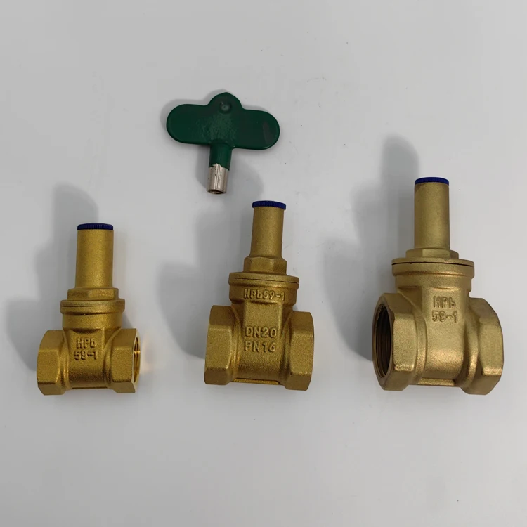 brass gate valve with inner lock triangle key water pipe water meter front anti-theft lock valve