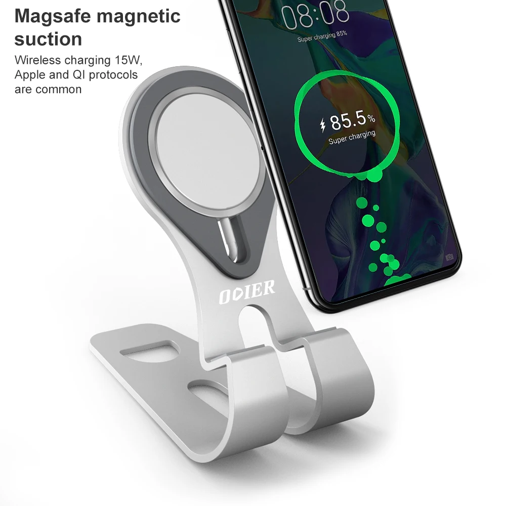 New desk cell phone holder 3mm aluminum metal desktop magsaf wireless charger Magnetic phone stand holder for MagSafe Charger