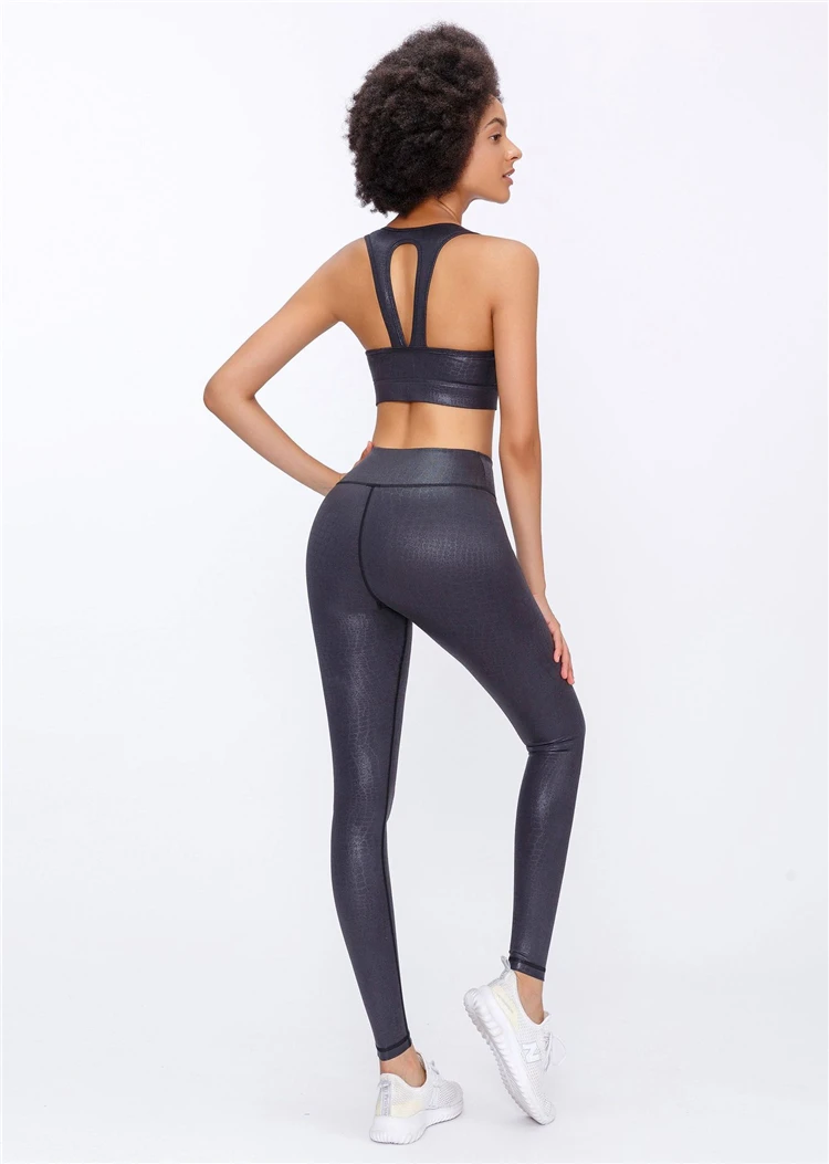 
Yoga Clothes Athletic Sustainable Clothing Yoga Women Workout Sets Crocodile Pattern Sports Wear Fitness Set 