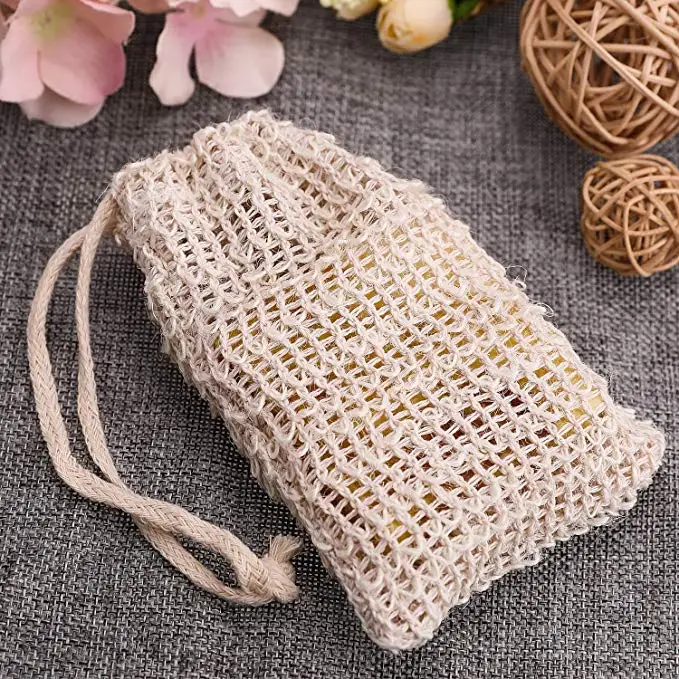 Siicoo Wholesale Bathroom Personal Effects Cotton Mesh Sisal Soap Saver Bag