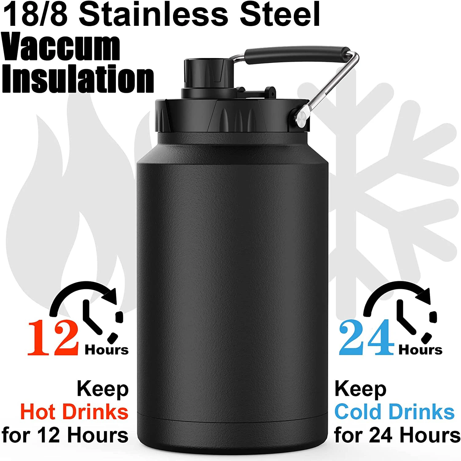 128oz 1 Gallon Cold Beer Growler Stainless Steel Insulated Sports Water Bottle Thermo Metal Canteen Jug