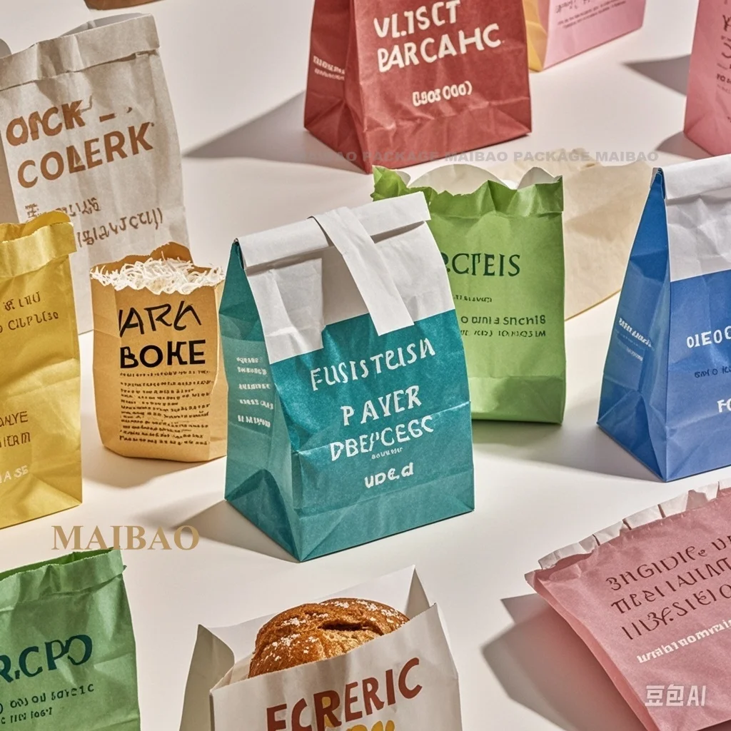 Biodegradable Custom Fancy Christmas Grease Proof Bread Croissant Donuts Pastry Paper Bag Food Grade Bakery Packaging With Logo