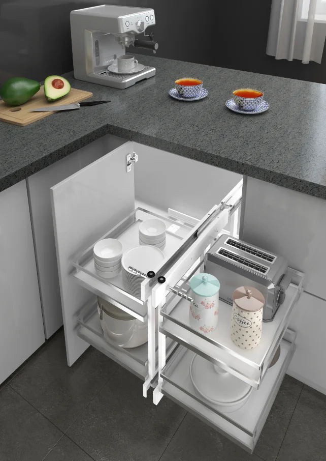 Factory Sell Kitchen storage Cabinet Magic Corner basket for Home usage cabinet accessories