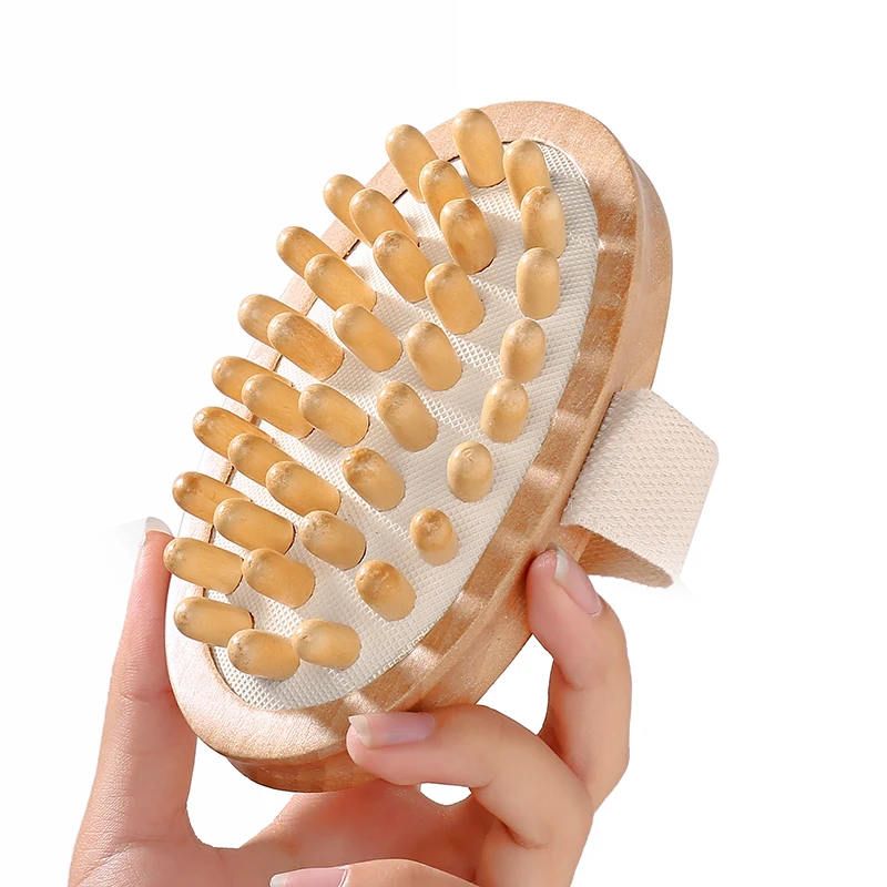 Natural Wood Wooden Hand-held Massage Circulation Body Massager Anti Cellulite Sauna Spa Bath Brush