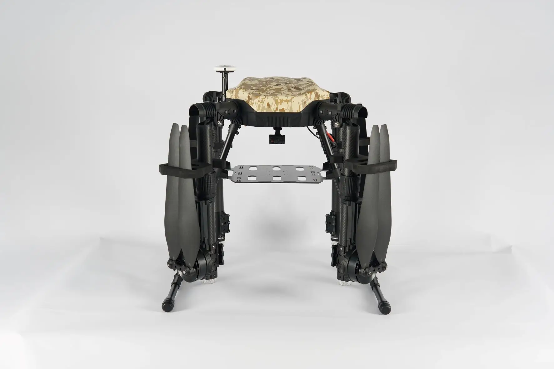 One-piece injection molding, arm-wrapped molding structural materials aerial delivery and transportation UAV