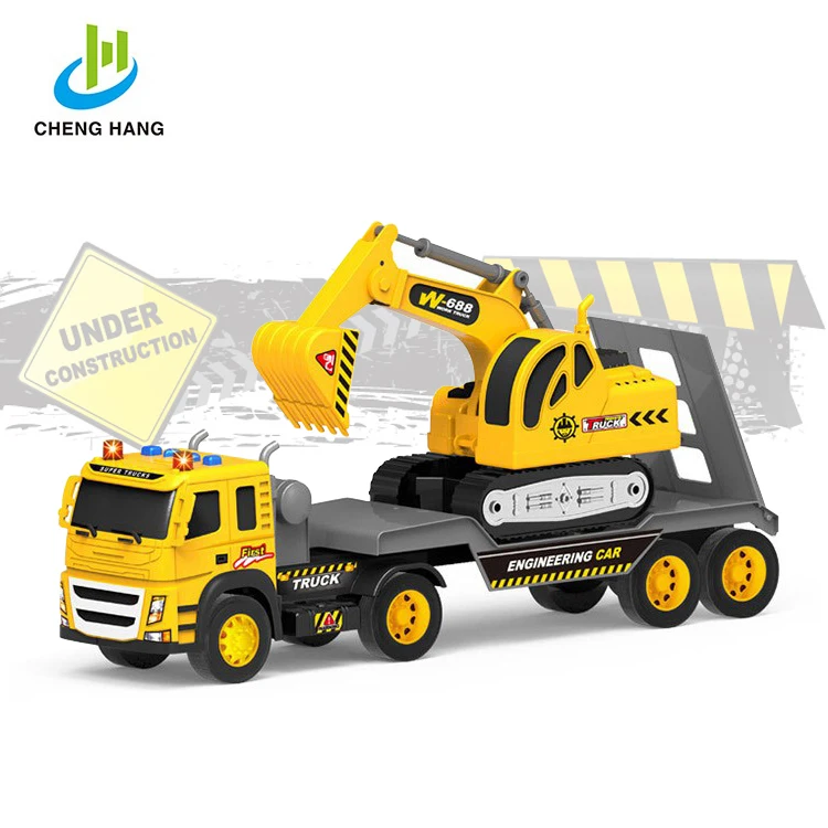 
toy child games cars kids toys construction vehicle semi trailer truck and excavator 