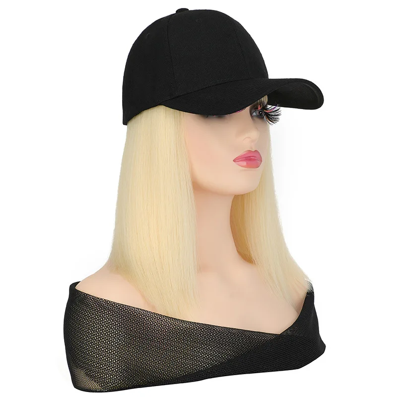 BOBO Short Straight Hair Synthetic Hair Women Baseball Cap Wig Hats Natural for Girls 25cm Short Wigs Human Hair Lace Front