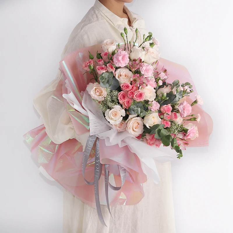 Пользовательская блестящая печатная упаковочная бумага Яркая Цветная для