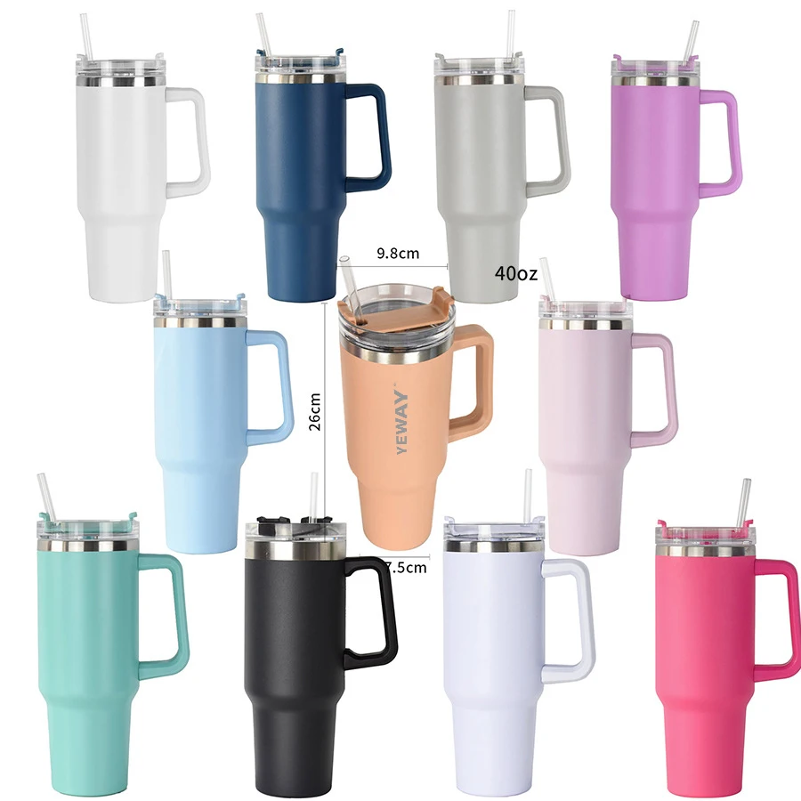 Tasse A Cafe Blanl Termos Stanley  Original Custom Logo 40Oz Adventure Quencher 18/8 Vacuum Travel Tumbler With Handle And Straw