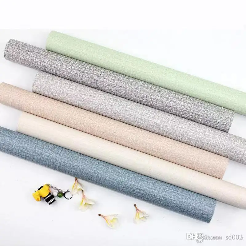 wholesale 3d self adhesive flax wallpaper rolls linen foam wall sticker rolls