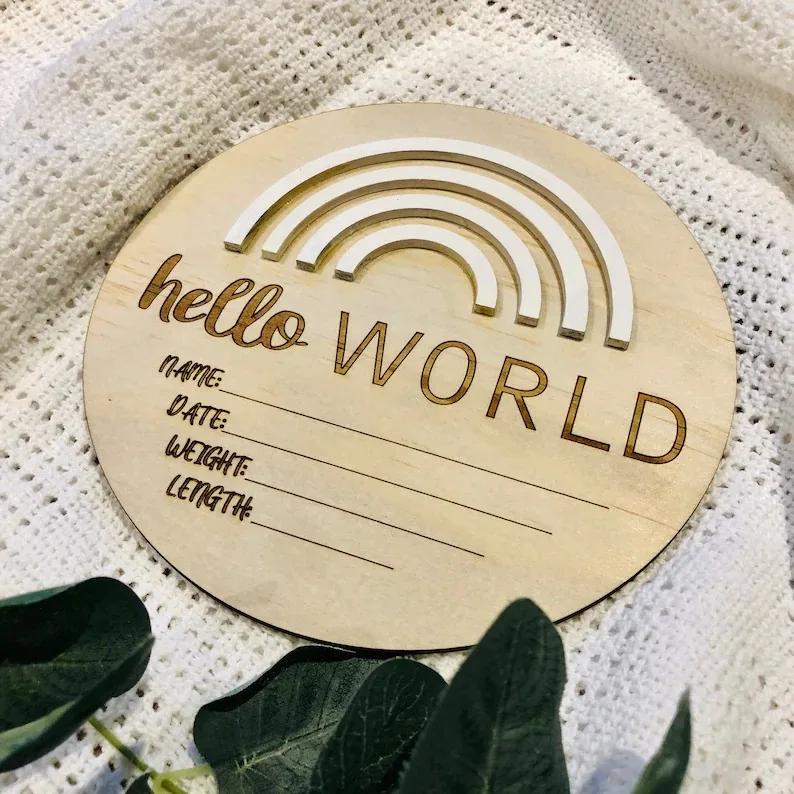 Объявления о родах новорожденных hello world детские деревянные 3D радужные карты для знаки доска с буквами подарок на душ декор детской