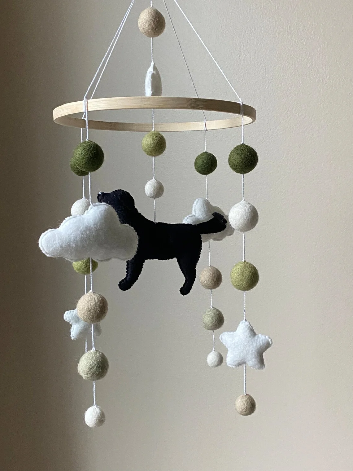 montessori golden retriever nordic stuffed handmade nursery decor high quality soft bed toy dog felt baby crib mobile