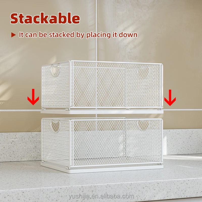 Yushijia kitchen organizer rack multifunctional cabinet wholesale wire square metal storage baskets