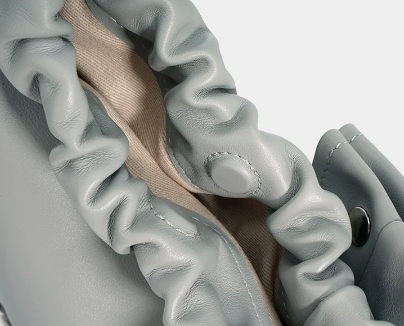 design with a top layer cowhide cloud bag double opening  simple and fashionable bag for women