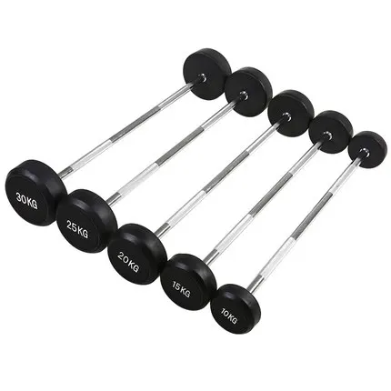 New innovative fitness barbell training  rubber  barbell straight  curving barbell