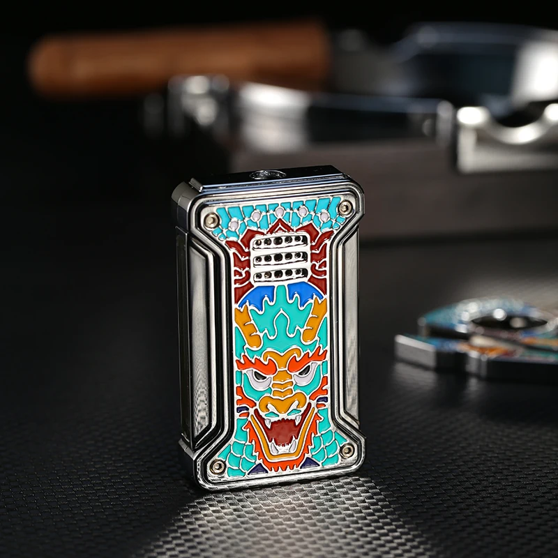 JIFENG JF-092 дизайн дракон 3D-краска техника металлическая Электронная Газовая зажигалка для сигар бизнес-подарок