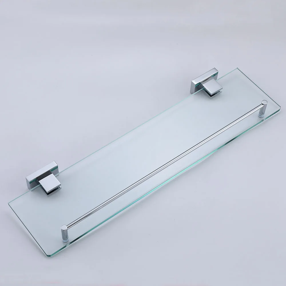Wall Mount Single Tier Bathroom Glass Shelf Single Glass Shower Shelf