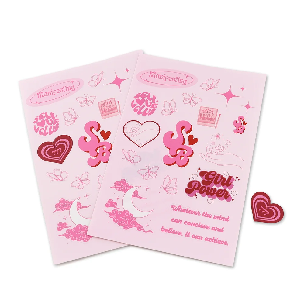 Self Adhesive Paper glitter Labels Printing Custom Kiss Cut Sticker Sheet