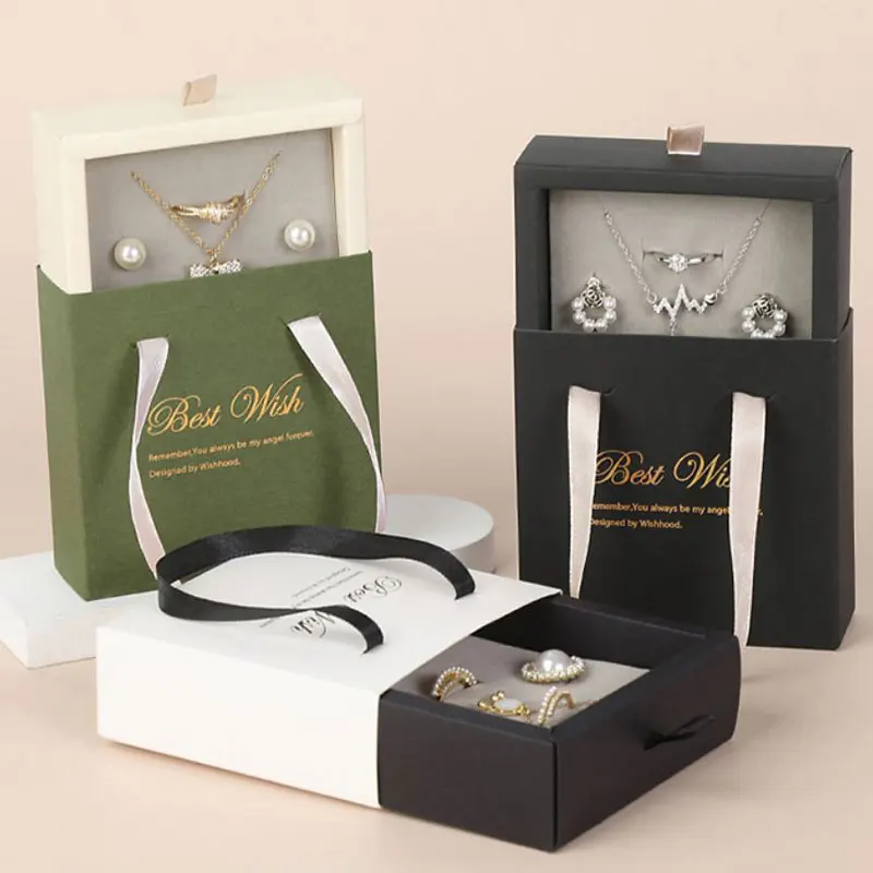 luxury custom logo paper cardboard drawer gift Necklace Earring Bracelet Ring jewelry packaging box