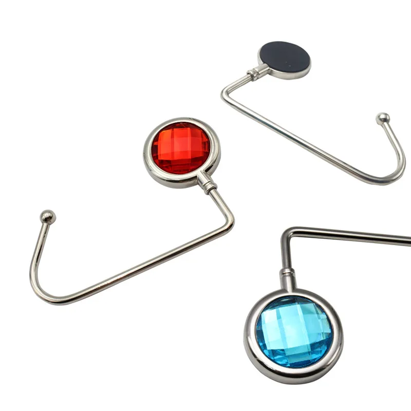 Factory Wholesale Long Hook Metal Crystal hanging Bag Buckle Cute Colorful Crystal Bag Hanger For School Gift