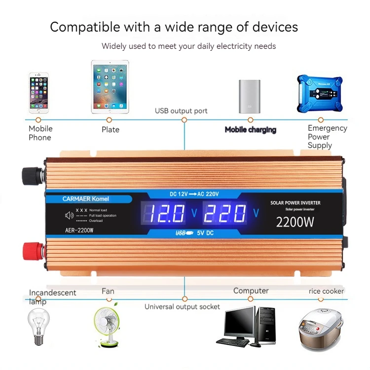 Modified Sine Wave Car Power Inverter Dc 12v To Ac 220v Output Voltage Charger 1200w 1200 w 1200watt 1.2kw Power Inverter