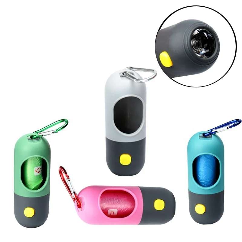 MMG Best Seller Outdoor Portable Mini Poop Bag Holder Wholesale Stock LED Light Dog Walking Bag with Poop Dispenser