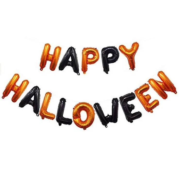 Halloween Balloons Garland Kit Pack Latex Balloons BOO Foil Confetti Balloon 3D Bat Decoration Set Halloween Favors