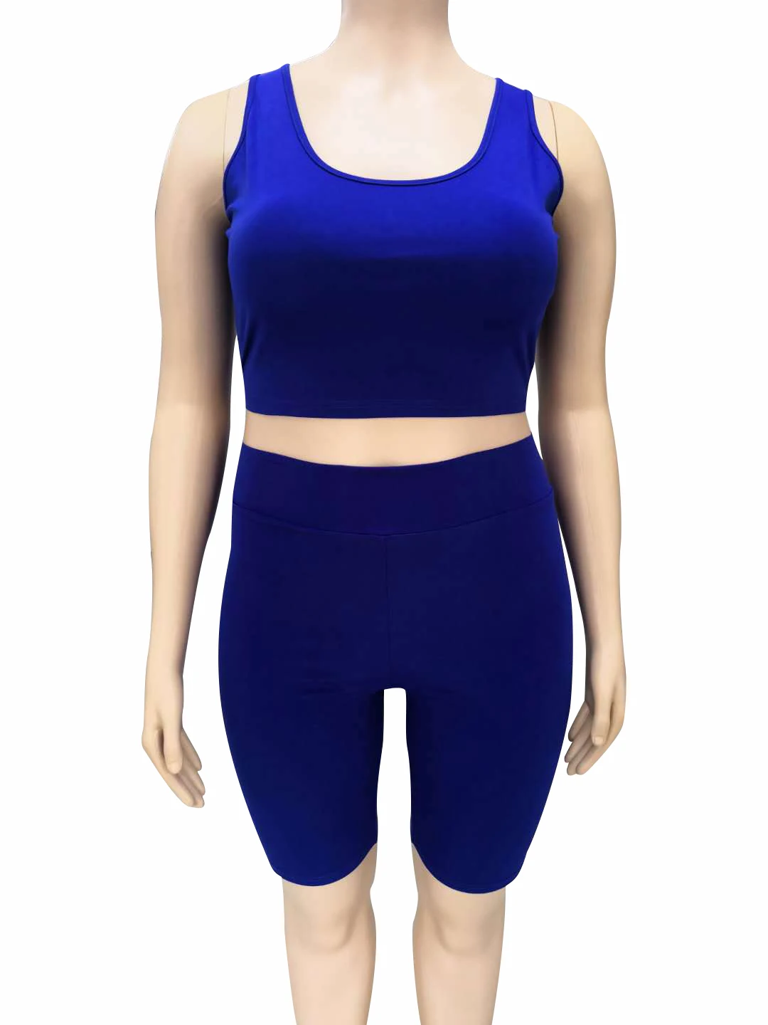 
Solid Color Plus Size Outfits Women Clothing Biker Shorts Two Piece Sets 