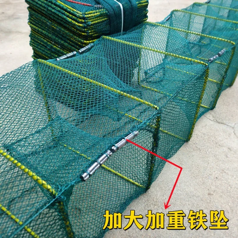 HDPE Long Fishing Trap Crab Shrimp Lobster Creel with an Zipper Opening Plastic Coated Wire Fishing Cage