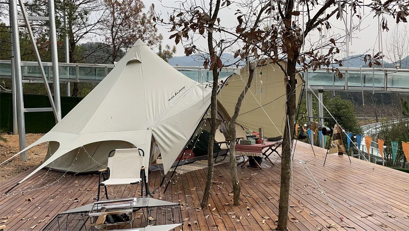 Водонепроницаемый Открытый Палатки 3 5 М 4 Оксфорд/хлопок большой лагерь Кемпинг юрта эконом-конусовидный навес для семейного отдыха