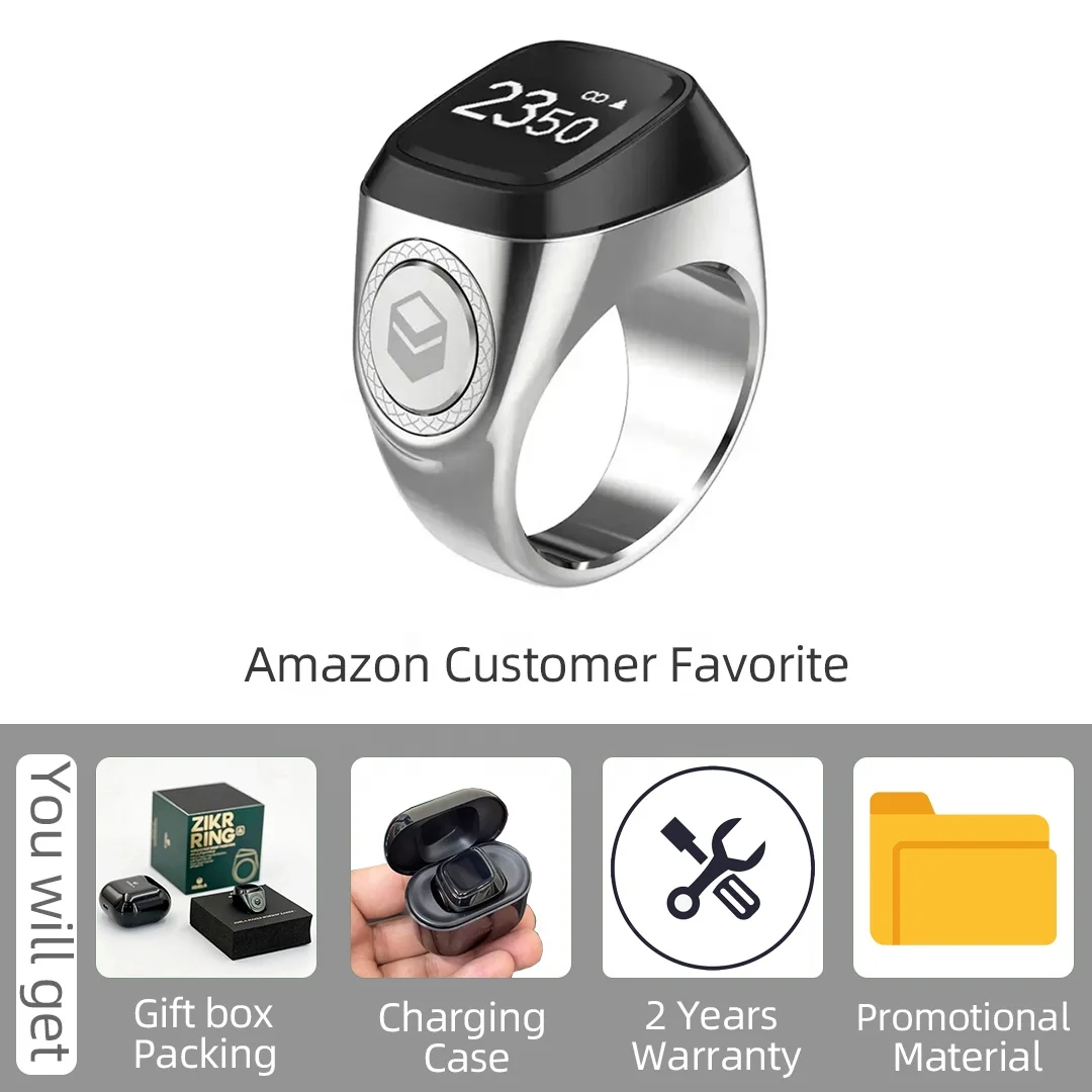 iqibla zikr ring Muslim smart ring Islamic gifts Oem Electronic tally counter digital counter tasbeeh sunriser mini quran