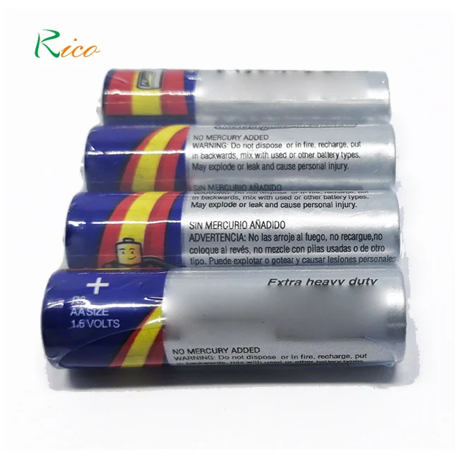 Hot sales factory produce heavy duty zinc carbon shrink package aa R6 UM3 aaa R03 UM4  batteries for Remote Control