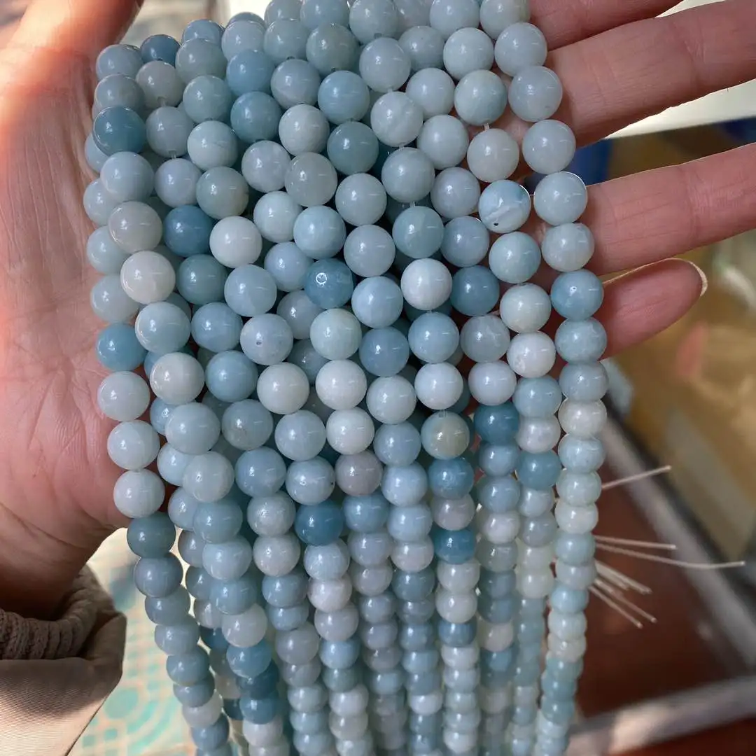 Pure Blue Amazonite Jasper Healing Natural Stone Loose Round Matte Amazon Beads Pure Color Amazonite for Jewelry Making