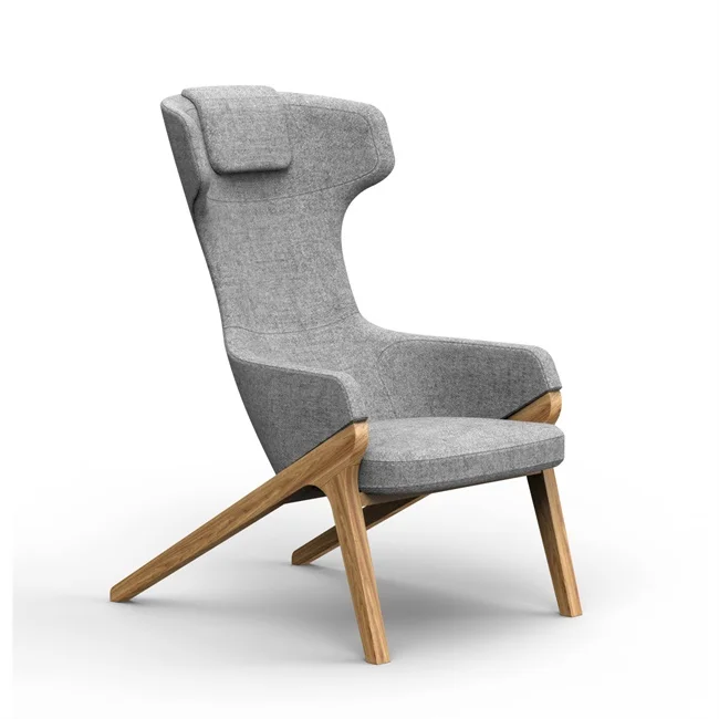 
High Back Big Ash Wood Legs Soft Commercial Furniture Loose Leisure Boss Chair 