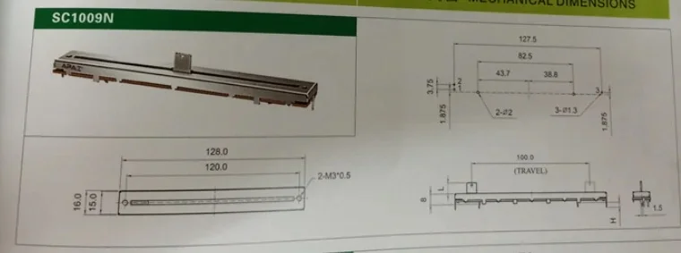 Прямой скользящий потенциометр SC1009N B10K 5 шт. 128 мм для Soundcraft LIVE4 серии/микшера одинарная длина 8