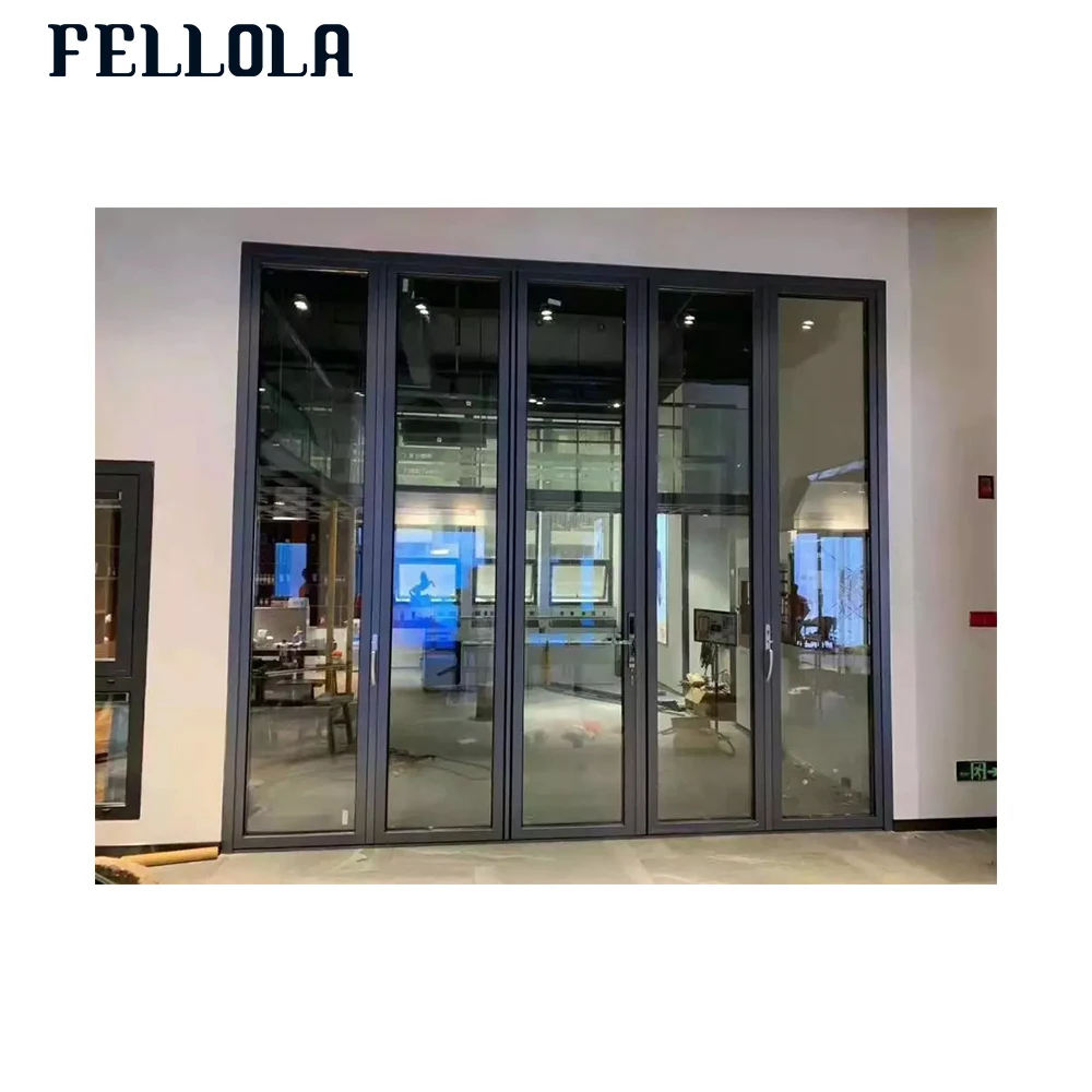 Black Aluminum Bifold Narrow Frame Folding Window For Balcony  comalco Aluminium Windows