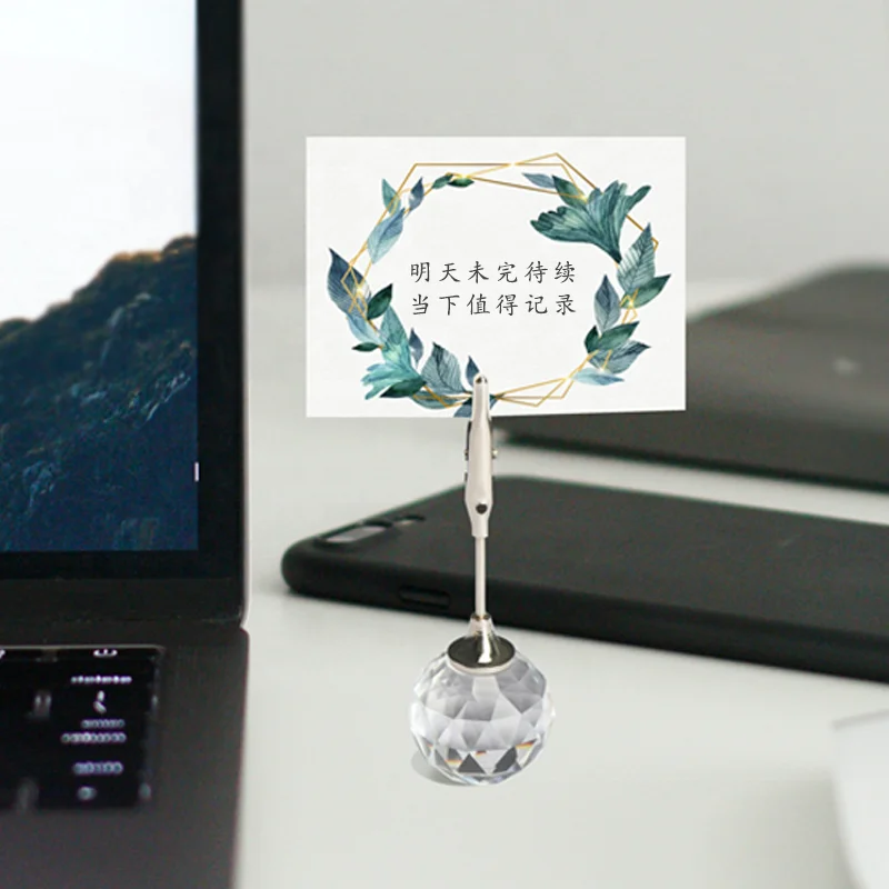 YS1223 New Arrival Transparent Crystal Metal Place Postcard Label Menu Holder Office Name Note Photo Memo Clips